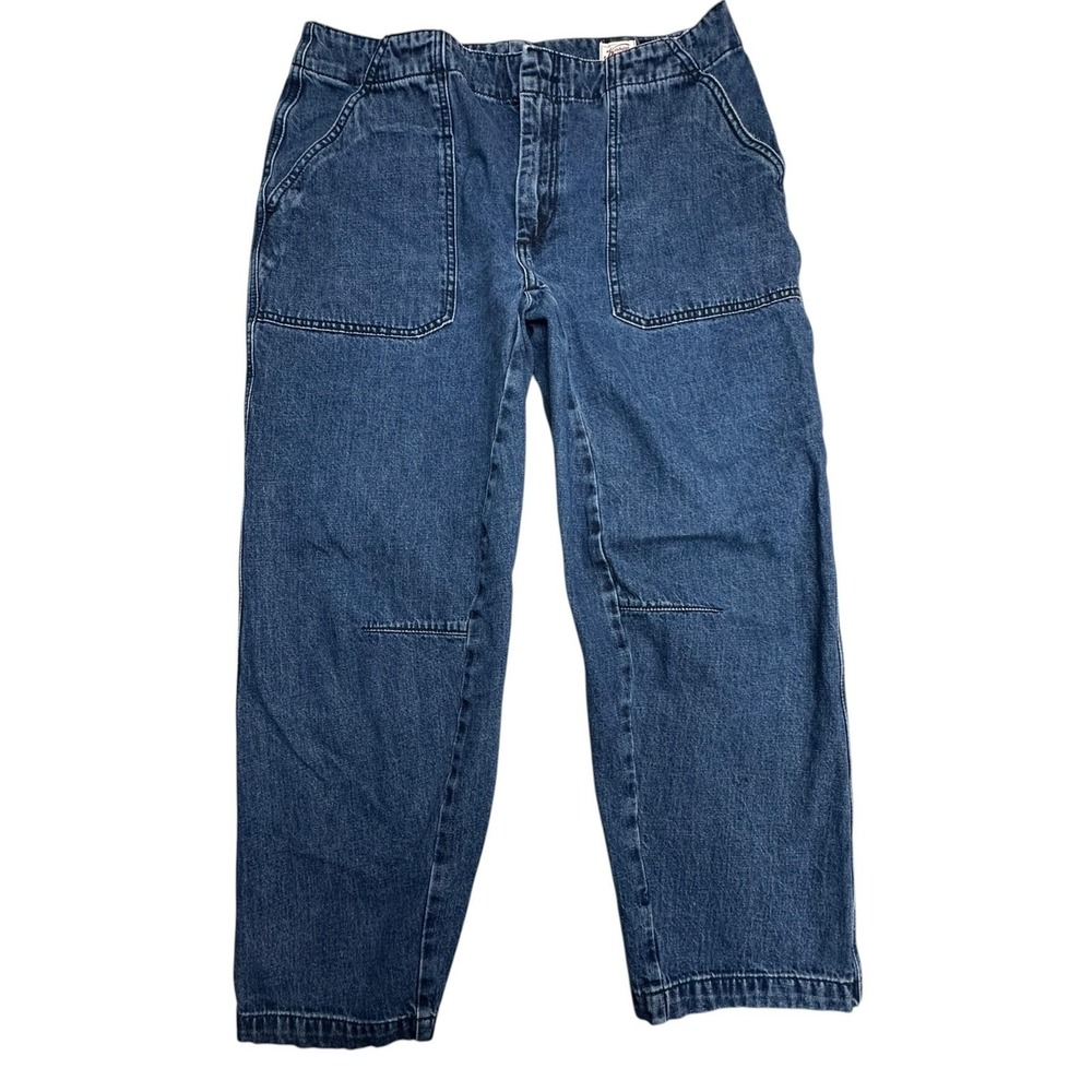Rag & Bone Jeans Womens 12 Ari Workwear Denim Blue Carpenter Crop Patch Pocket